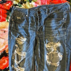 American Eagle Outfitters Women's Ripped Blue Boyfriend Jeans